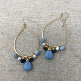 Teardrop Earring with Clustered Gemstones & African Blue Opal Teardrop