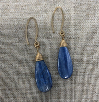 Hand-forged Arch Earrings with Kyanite Pendant Teardrops