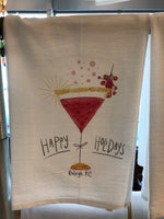 Happy Holidays Raleigh NC Flour Sack Tea Towel