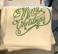 Merry Christmas Flour Sack Tea Towel - Green