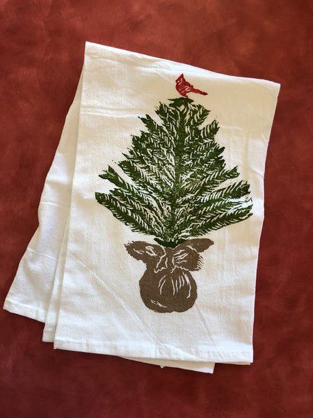 Tree with Cardinal Tea Towel