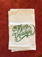 Merry Christmas Flour Sack Tea Towel - Green