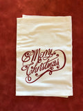 Merry Christmas Flour Sack Tea Towel - Red