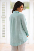 iLinen Classic Button Down Egg Shell Blue Linen Shirt