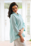 iLinen Classic Button Down Egg Shell Blue Linen Shirt