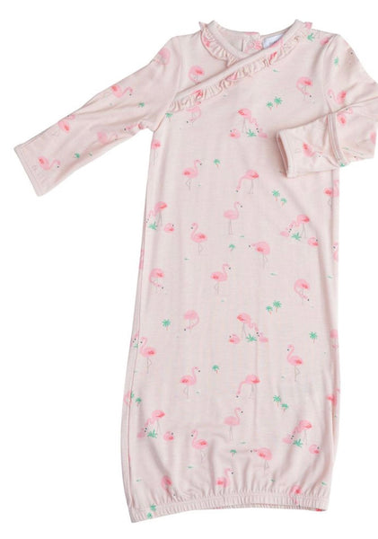 Pink Flamingo Ruffle Kimono Gown